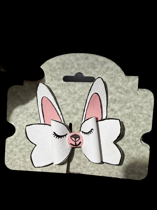 Pink and White Bunny Headbow